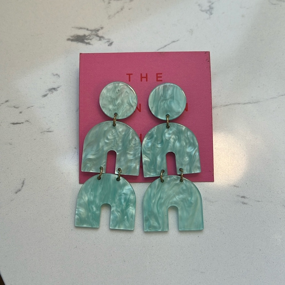 Bon Bon Shop chunky blue acetate earrings